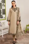3 Piece - Unstitched Dhanak Stuff Full Embroidered Suit With Printed Woolen Shawl