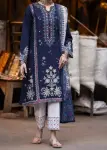 3 Piece - Unstitched Dhanak Stuff Full Embroidered Suit With Woolen Shawl