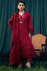 3 Piece - Lawn Embroidered Suit With Embroidered Lawn Dupatta