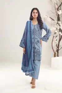 3 Piece - Lawn Embroidered Shirt With Printed Polly Lawn Dupatta