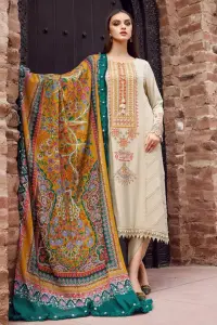 3 Piece - Unstitched Dhanak Stuff Full Embroidered Suit With Wool Shawl